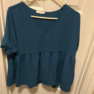 Teal babydoll top size L